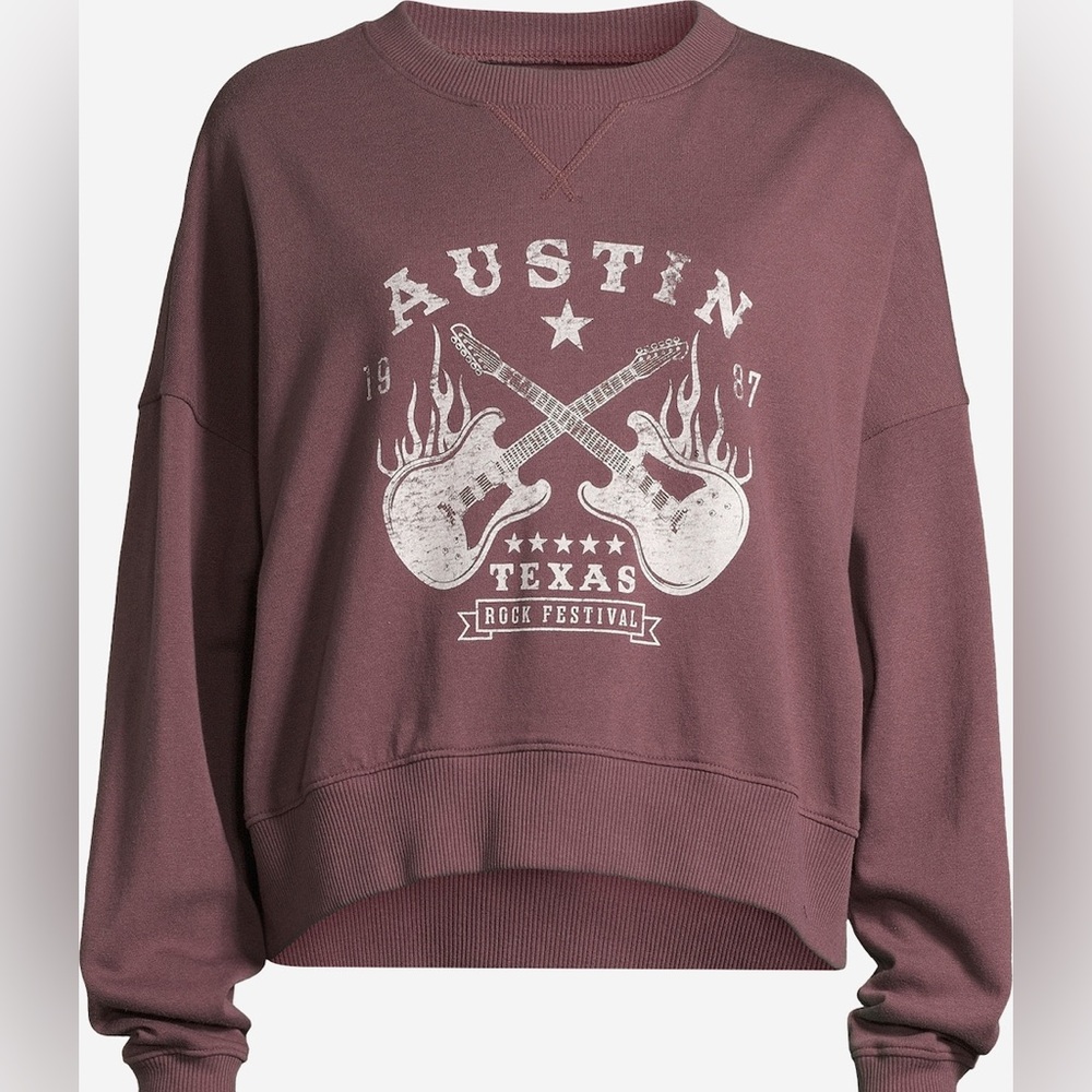 Aeropostale Austin, Texas, Rock Festival Sweatshirt, in burgundy